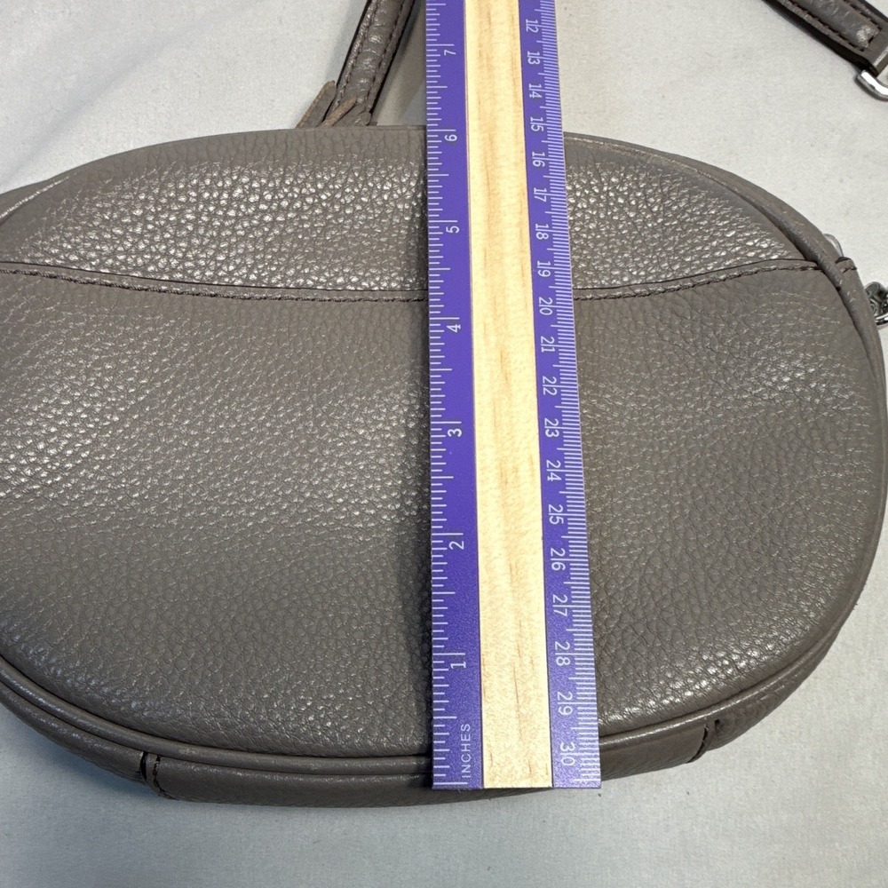 Michael Kors Small Gray Pebbled Oval Crossbody Bag Chain Tassel Zip - Picture 11 of 11